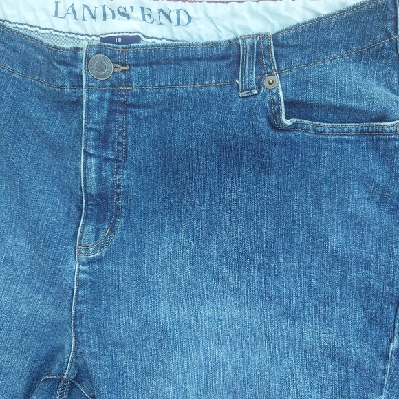 Land's End Original Fit Classic Waist Boot Leg Denim Blue Jeans - Picture 4 of 7